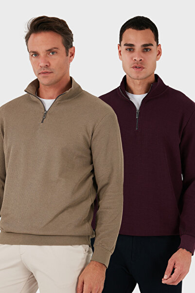 Buratti Polo din bumbac Regular Fit cu guler înalt și fermoar pe jumătate Pac...