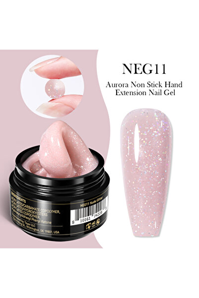 Born Pretty Non Stick Hand Extension Gel/Simli Açık Pembe Hamur Jel (NEG11)-15ml