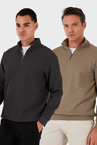 Buratti Polo din bumbac Regular Fit cu guler înalt și fermoar pe jumătate Pac...