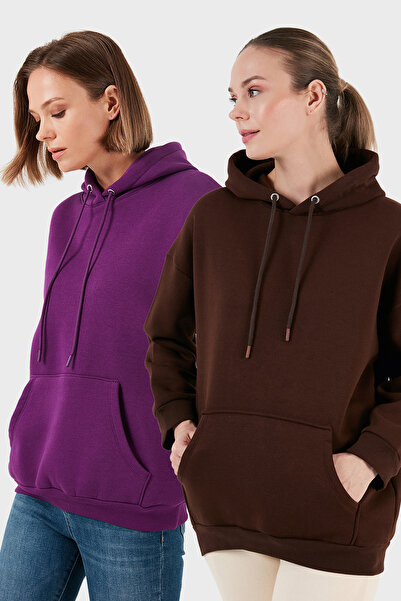 Lela Regular Fit Cotton με κουκούλα Collar επένδυση fleece Winter Pack of 2 Sweat SWEAT 5863854S2