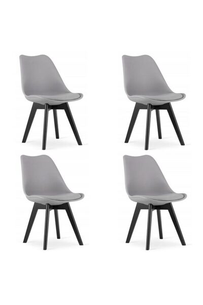 Artool Set de 4 scaune de bucătărie/living, Artool, Mark, PP, lemn, gri și ne...