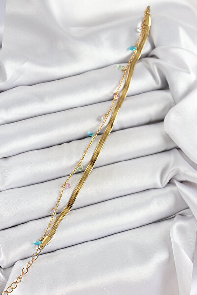 Skygo 316L Steel Gold Color Mixed Color Crystal Stone 2-Piece Women's Bracelet - Tj-Bb7093