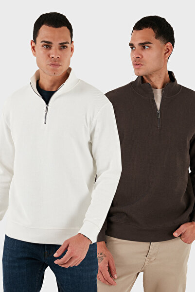 Buratti Polo din bumbac Regular Fit cu guler înalt și fermoar pe jumătate Pac...