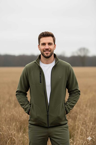 RAKİP Unisex High Quality Full Zippered 3-Pocket Mock Neck Winter Outdoor Fleece Jacket