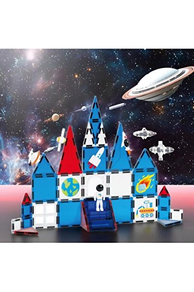 CAN OYUNCAK Magnetic Tiles Space Set 39 Pieces Magnetic Building Magnetic Blocks