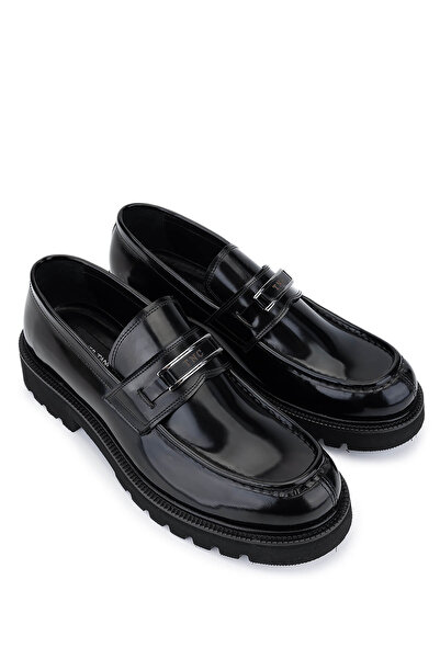 Tamer Tanca Men's Genuine Leather Black Opening Loafer Shoes