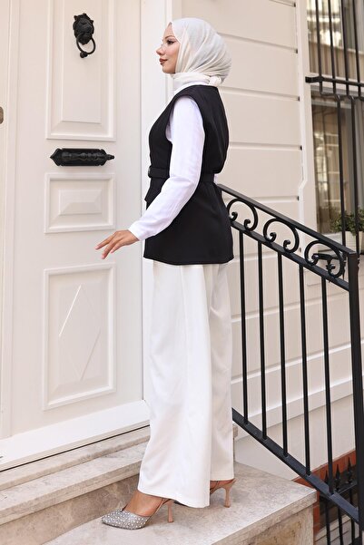 Missvalle Σετ γιλέκο με λαιμόκοψη V μαύρο 19254