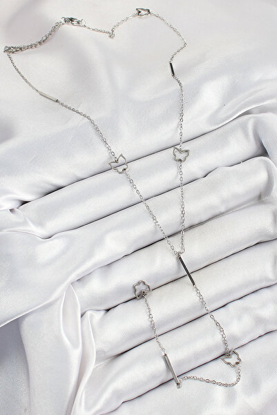 Skygo 316L Steel Butterfly Figured Y Model Silver Color Women's Necklace - Tj-Bko10330