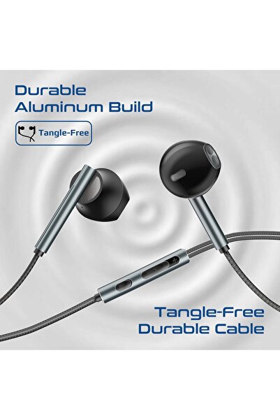 Promate Laxi-S USB-C Wired Earphones with ENC Mic, 14mm Drivers (Black)