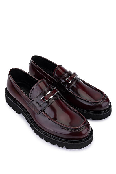 Tamer Tanca Men's Genuine Leather Claret Red Loafer Shoes