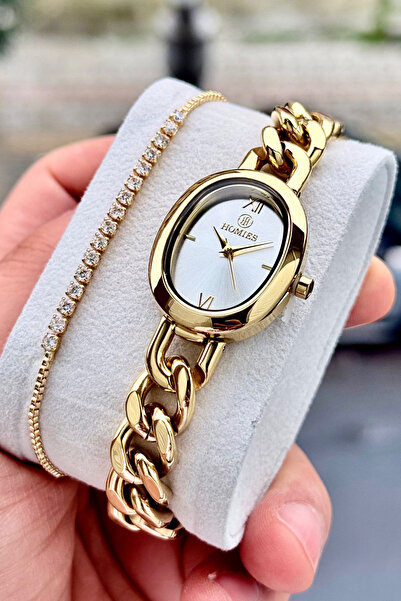 Homies Women's Wristwatch with Chain Steel Band Small Case Gift Box Bracelet Gift.Hmzk9747341