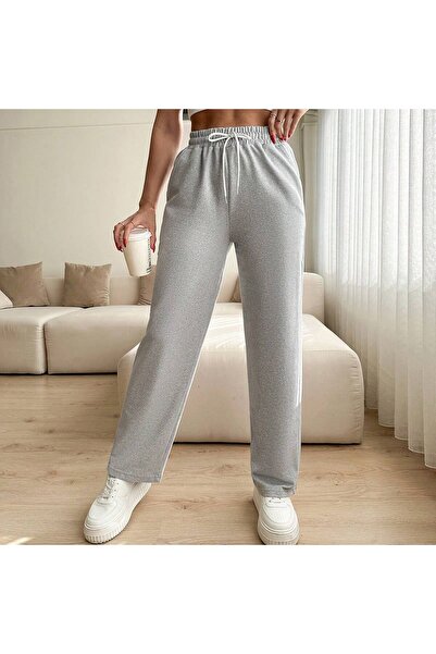 Miyalon Γυναικείο παντελόνι με ελαστική μέση με ρίγες στο πλάι και τσέπες, μαύρο unisex φαρδύ παντελόνι με φαρδύ πόδι