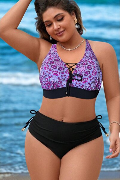 embody Women's 2 piece swimsuit, plus size, halter top and bottom, Julia ligh...