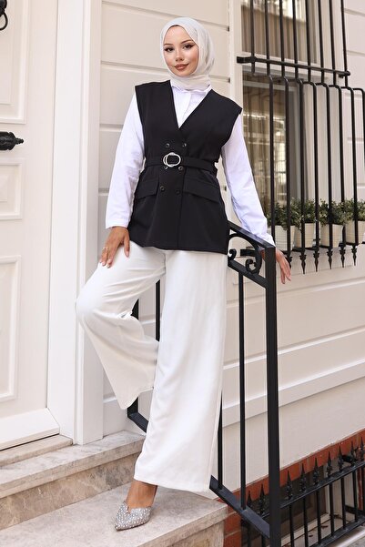 Missvalle Σετ γιλέκο με λαιμόκοψη V μαύρο 19254