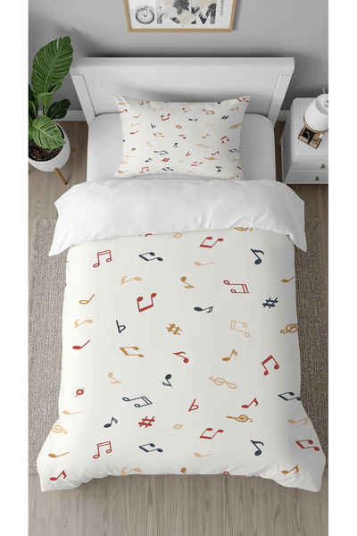 GREENDECOR Music, Song, Poetry, Patterned Printed Specially Designed Single Person Style Stylish Duvet Cover Set Without Sheets