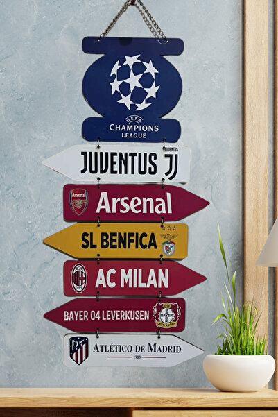 DURUSA Şampiyonlar Ligi Takım Logolu Ahşap Duvar Dekoru , Juventus, Arsenal, ...