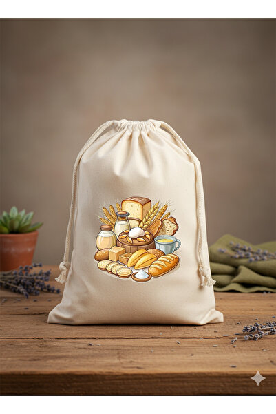 Boom town ekmek Kesesi Baskılı 35x41Sağlıklı Ekmek Torbası