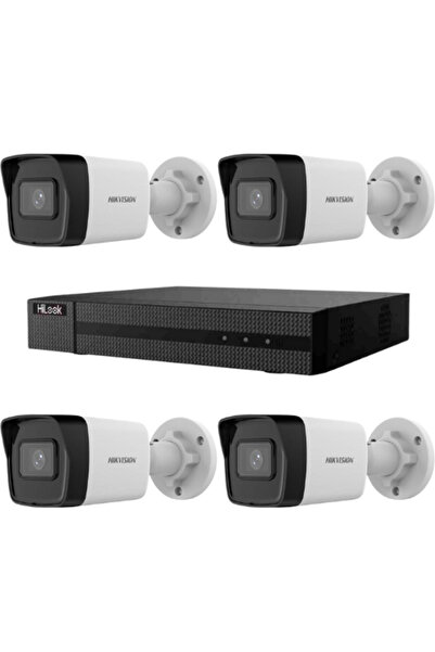 Hilook Hikvision 4x Camere IP 4MP PoE IR30m IP67 + NVR PoE 4 canale 6MP