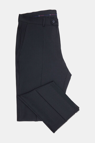 W Collection SİYAH ÇİZGİLİ KRUVAZE REGULAR FIT TAKIM ELBİSE