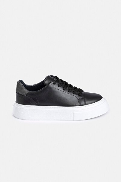 Back And Bond 100% Leather Thermo Sole Black-White Men's Sneaker Shoes