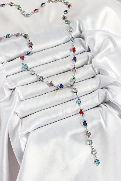 Skygo Brass Silver Color Mixed Color Zircon Stone Heart Y Women Necklace - Tj-Bko10302