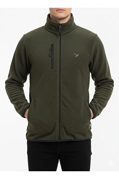 RAKİP Unisex High Quality Full Zippered 3-Pocket Mock Neck Winter Outdoor Fleece Jacket