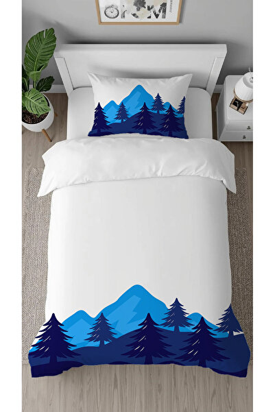 GREENDECOR Set de lenjerie de pat elegant, cu model de pădure naturală, cu pi...