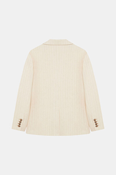 W Collection Ekru Striped Linen Mixed Jacket