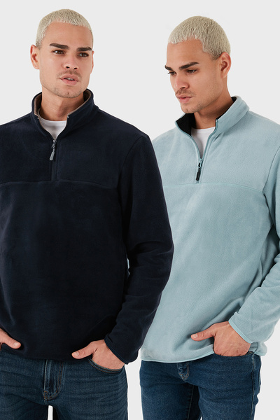 Buratti Regular Fit Anti-Pilling Non-Pilling Mock Neck Fleece-Lined 2-Pack Fleece Men's Polar 58