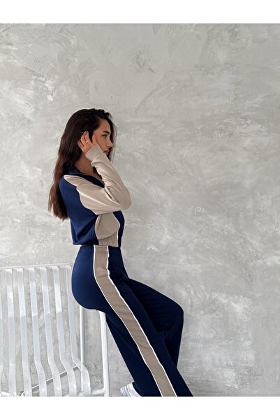 aselon Women's Trendy Tracksuit Set with Stand-Up Collar, Zipper, Loose Legs ...