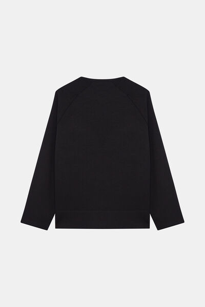 W Collection Black Sweatshirt with Collar Detail