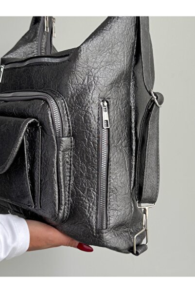 KIRASE New Model with Cover, High Quality Soft Leather, Multi-Sectioned, Large Size Backpack and Shoulder Bag