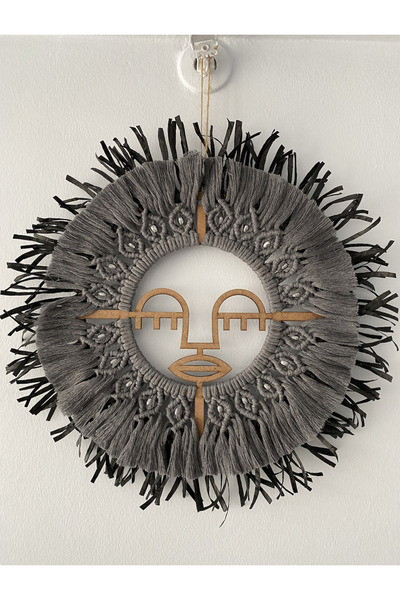 Bohem Shop Kadın Figürlü Etnik-bohem Makrome Yapraklı Duvar Süsü Duvar Dekoru...