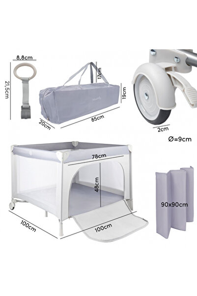 MalPlay Malplay children's travel playpen, 2 in 1, zippered entrance, wheels with brakes, with 3 plastic walls