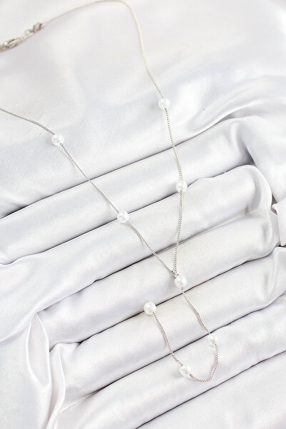 Skygo 316L Steel Pearl Figured Y Model Silver Color Women's Necklace - Tj-Bko10337