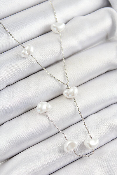 Skygo 316L Steel Pearl Heart Figured Y Model Silver Color Women's Necklace - Tj-Bko10336