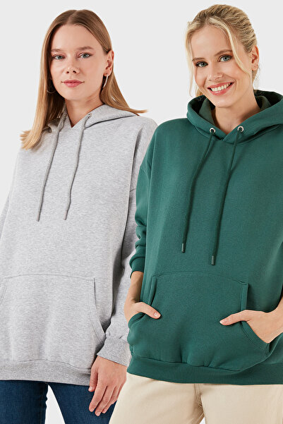 Lela Regular Fit Cotton με κουκούλα Collar επένδυση fleece Winter Pack of 2 Sweat SWEAT 5863854S2
