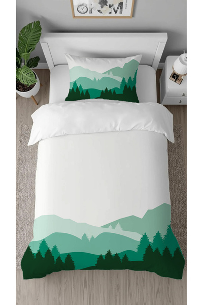 GREENDECOR Nature Forest Pine Tree Patterned Printed Specially Designed Single Style Stylish Duvet Cover Set Without Sheets