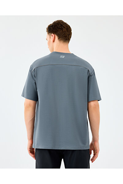SKECHERS M Graphic Tee Reflect Logo Oversize T-Shirt Erkek Gri Tshirt S231094-3998