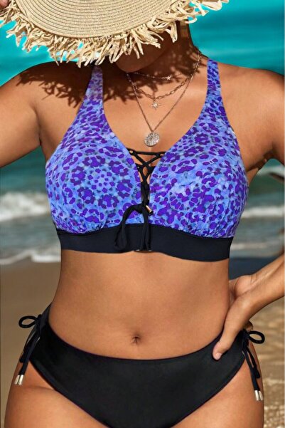 embody Women's 2 piece swimsuit, plus size, halter top and bottom, Julia dark...