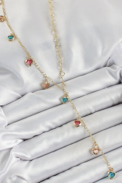 Skygo Brass Assortment Heart Model Gold Color Zircon Stone Y Necklace - Tj-Bko10248