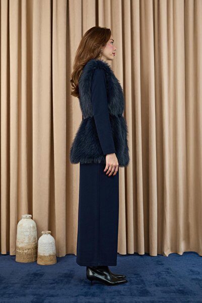 Soul Women's Vest Fur 32408Ylk - Navy