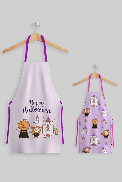 AYSHOME Ays Home Halloween Pumpkin Mother Child Kitchen Apron Set