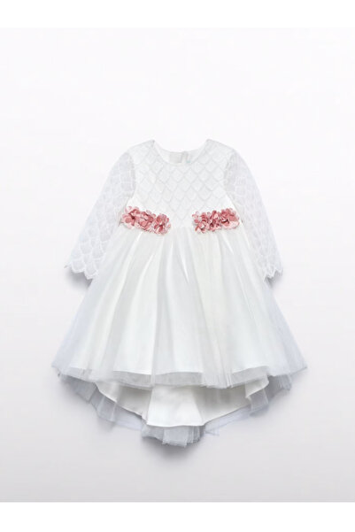 Abel & Lula Abel Lula Girls' Embroidered Tulle Dress - Cream