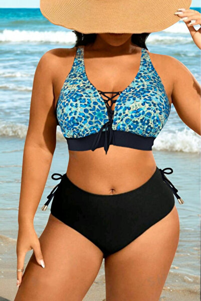 embody Women's 2-piece swimsuit, plus size, halter top and bottom, Julia green