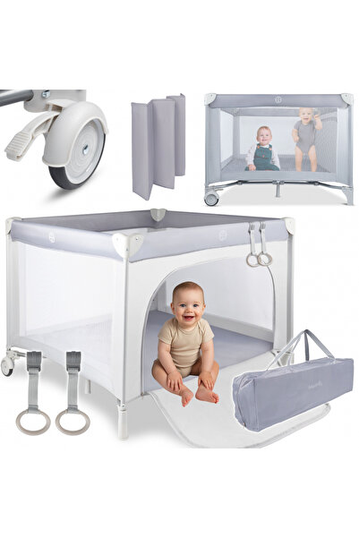 MalPlay Malplay children's travel playpen, 2 in 1, zippered entrance, wheels with brakes, with 3 plastic walls