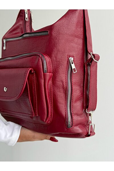 H&D COLLECTİON New Model with Cover, High Quality Soft Leather, Multi-Sectioned, Large Size Backpack and Shoulder Bag