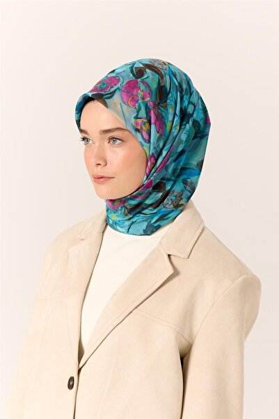 Silk Home Eșarfă subțire din bumbac moale, albastru-albastru bebeluș, cu mode...