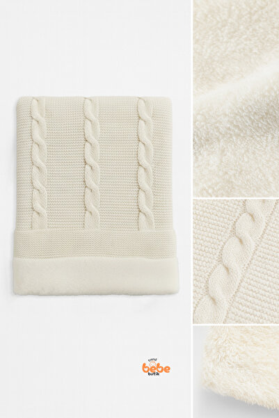 Trend Bebe Butik İçi Peluş Polar Triko Örgü Bebek Battaniyesi Kalın,Yumuşak,S...