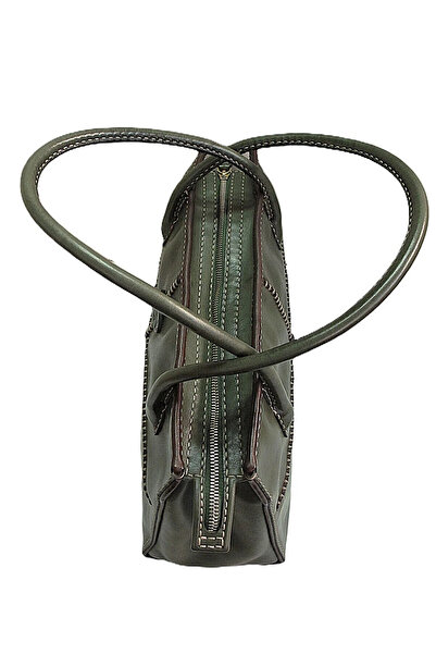 GÖN Kadın (HANDMADE) Hakiki Deri Fermuar Kapamalı El Ve Omuz Çantası SANRA